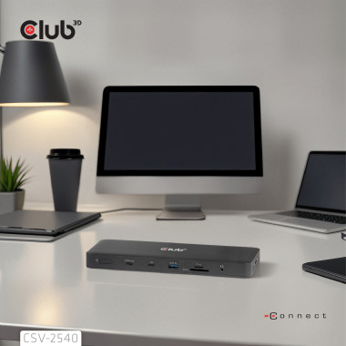CLUB3D CSV-2540 station d'accueil USB 3.2 Gen 1 (3.1 Gen 1) Type-C Noir