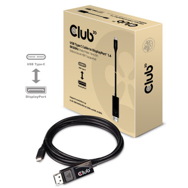 CLUB3D CAC-1557 câble vidéo et adaptateur 1,8 m USB Type-C DisplayPort Noir