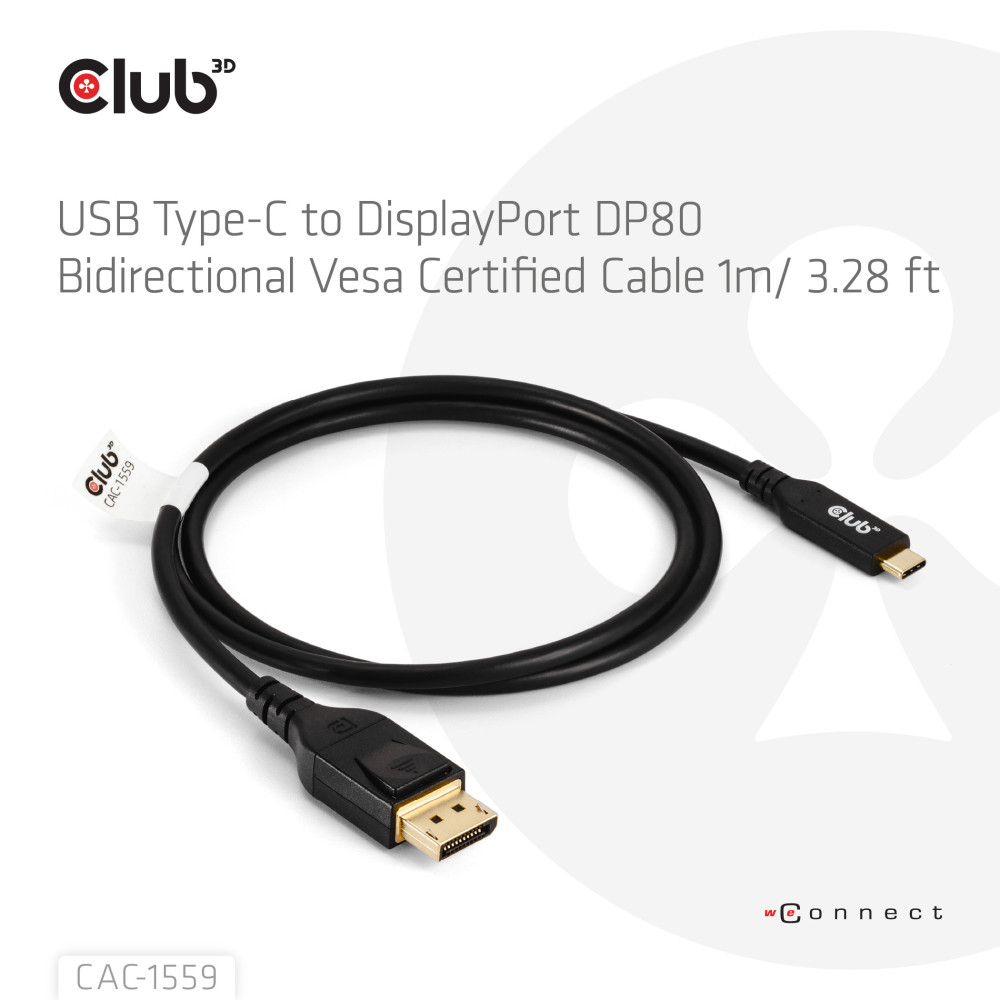 CLUB3D CAC-1559 câble vidéo et adaptateur 1 m USB Type-C DisplayPort Noir