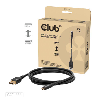 CLUB3D CAC-1563 câble vidéo et adaptateur 2 m USB Type-C DisplayPort Noir