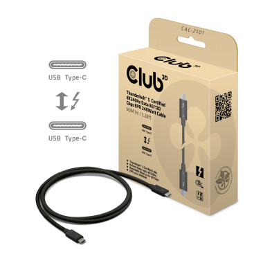 CLUB3D CAC-2501 Câble Thunderbolt 1 m 120 Gbit s Noir