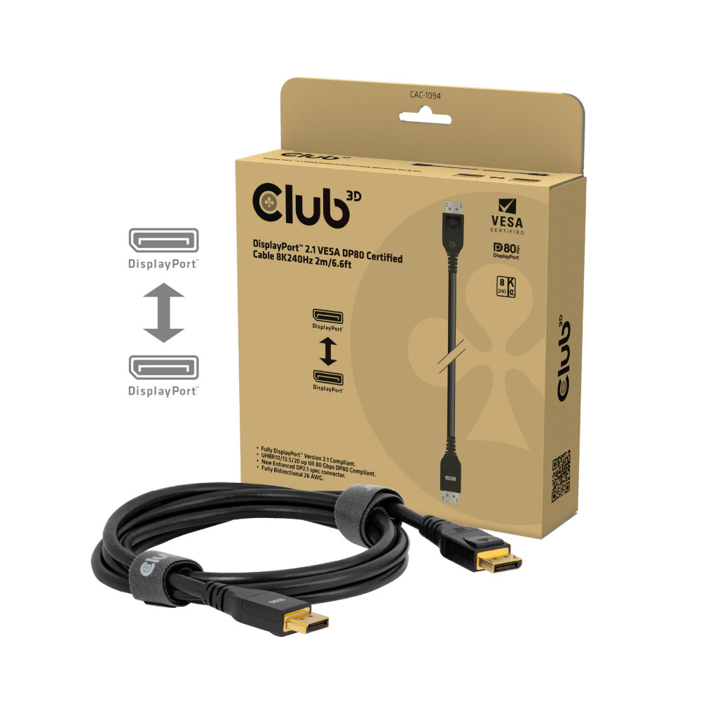 CLUB3D CAC-1094 câble DisplayPort 2 m Noir