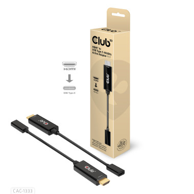 CLUB3D CAC-1333 câble vidéo et adaptateur 0,22 m HDMI Type A (Standard) USB Type-C Noir