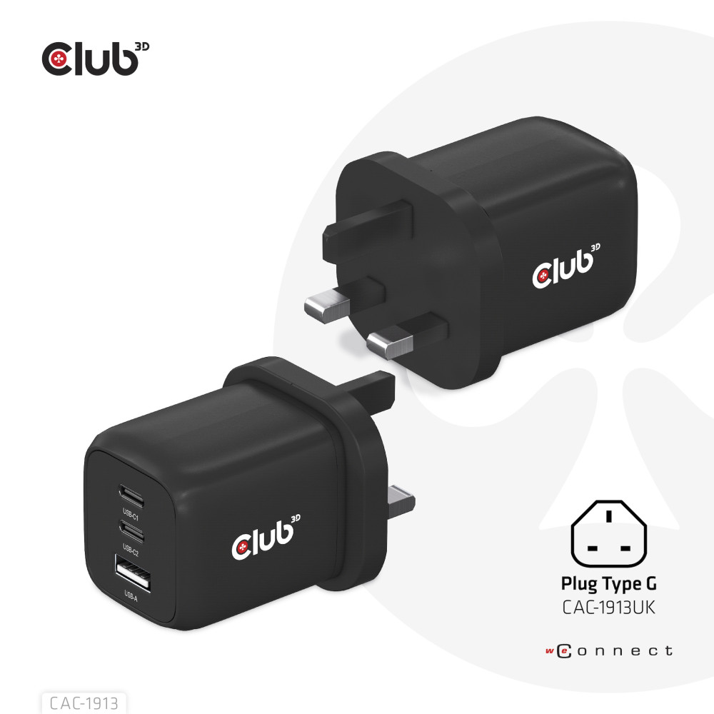 CLUB3D CAC-1913EU chargeur d'appareils mobiles Universel Noir Secteur Charge rapide Intérieure