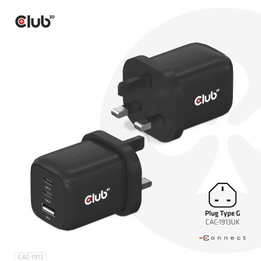 CLUB3D CAC-1913EU chargeur d'appareils mobiles Universel Noir Secteur Charge rapide Intérieure