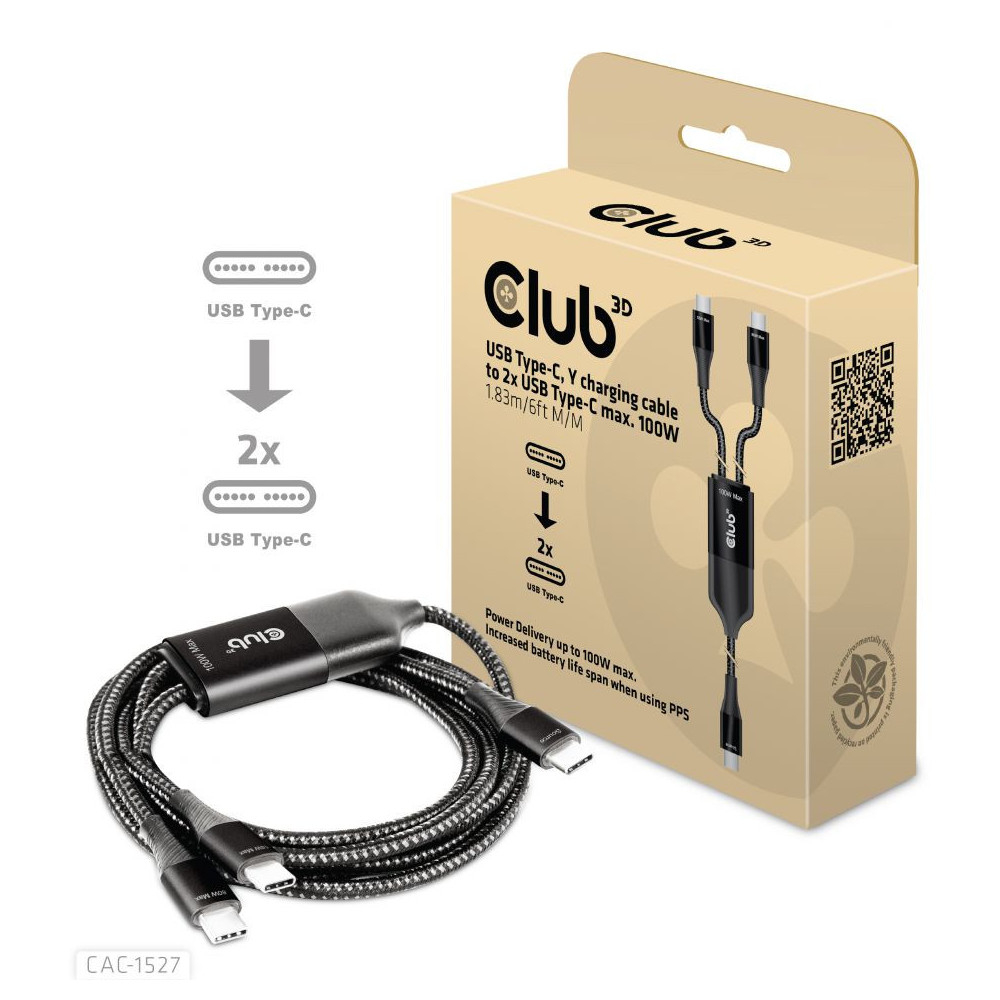 CLUB3D CAC-1527 câble USB 1,83 m USB C 2 x USB C Noir