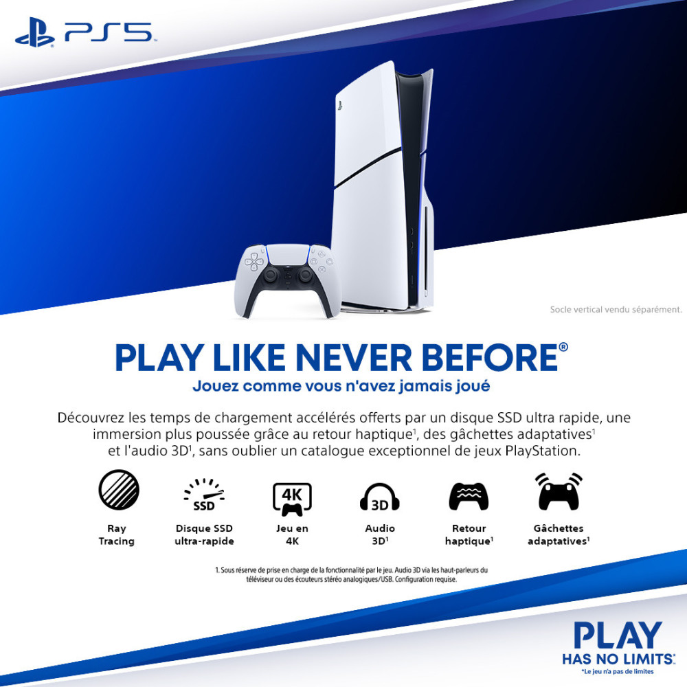Sony PlayStation 5 1 To Wifi Noir, Blanc