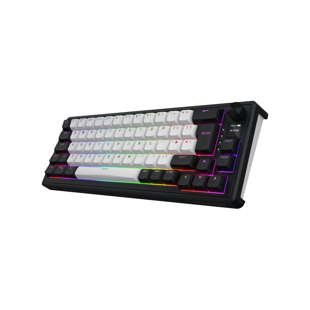 HATOR Skyfall 65 MAG ULTIMA 8K wireless clavier Gaming USB + RF Wireless + Bluetooth QWERTY Anglais britannique Noir, Blanc
