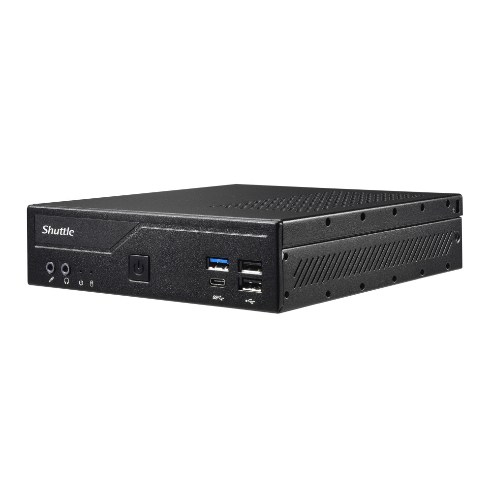 Shuttle Slim PC DH610, S1700, 1x HDMI, 2x DP, 1x 2.5", 2x M.2, 2x LAN (Intel 1G + 2.5G), 2x COM, fonctionnement permanent 24 7,
