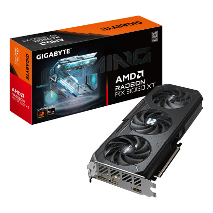 GIGABYTE Radeon RX 9060 XT GAMING 16G Carte Graphique - 16GB GDDR6, 128bit, PCI-E 5.0, 3230 MHz Fréquence du cœur, 2 x
