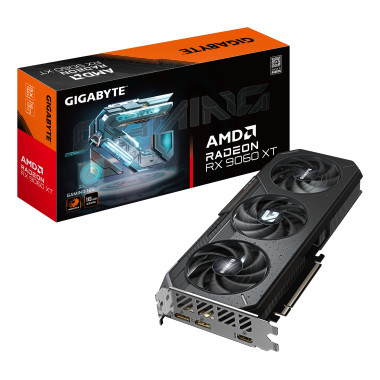 GIGABYTE Radeon RX 9060 XT GAMING 16G Carte Graphique - 16GB GDDR6, 128bit, PCI-E 5.0, 3230 MHz Fréquence du cœur, 2 x