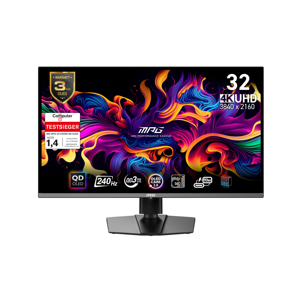 MSI MPG 321URXDE QD-OLED écran plat de PC 80 cm (31.5") 3840 x 2160 pixels 4K Ultra HD Noir