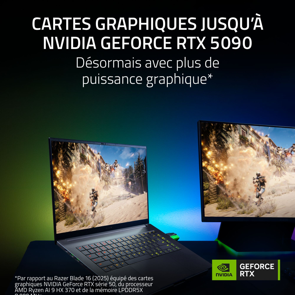 Razer Blade 16 (2026) - 16p - Intel Core Ultra 9 - 64 Go - 1To - NVIDIA RTX 5080 - Windows 11 - Noir