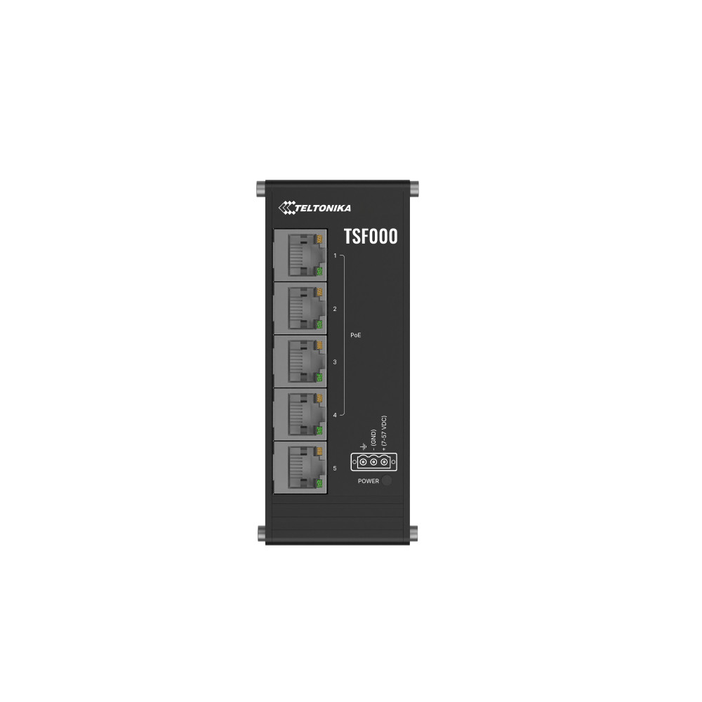 Teltonika TSF000 Non-géré Fast Ethernet (10 100) Connexion Ethernet, supportant l'alimentation via ce port (PoE) Bureau Noir