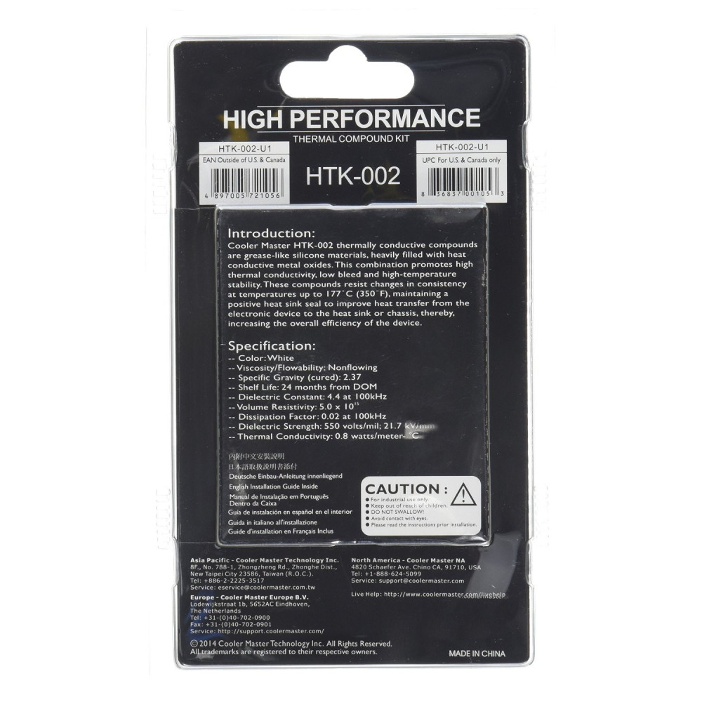 Cooler Master HTK-002 combiné de dissipateurs thermiques Pâte thermique 4,5 W m·K