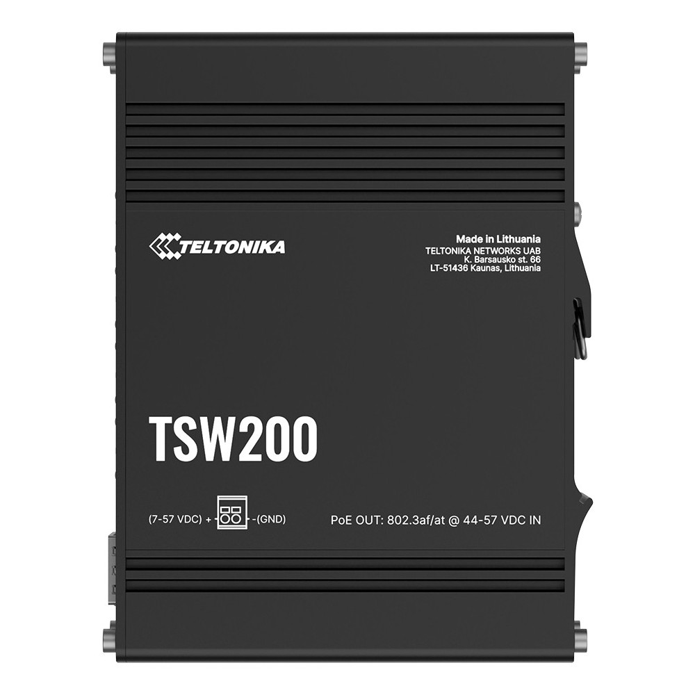 Teltonika TSW200 Non-géré Gigabit Ethernet (10 100 1000) Connexion Ethernet, supportant l'alimentation via ce port (PoE) Noir