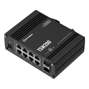 Teltonika TSW200 Non-géré Gigabit Ethernet (10 100 1000) Connexion Ethernet, supportant l'alimentation via ce port (PoE) Noir