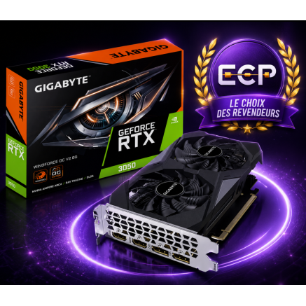 GIGABYTE RTX 3050 WINDFORCE OC V2 6G - Carte Graphique NVIDIA - 6 Go GDDR6 - 1477 MHz
