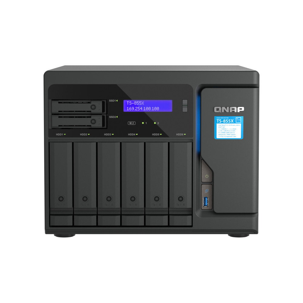 QNAP TS-855X SAN Tower Intel Atom® C5125 8 Go DDR4 0 To QNAP QTS Noir