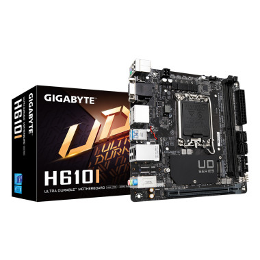 GIGABYTE H610I Carte mère - Prend en charge les processeurs Intel Core 14e génération, VRM numérique hybride 4+1+1, jusqu'à