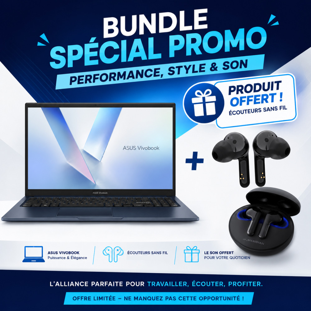 Promo Bundle ASUS X1504VA-ISSBQ5707W + Ecouteur Sans Fil