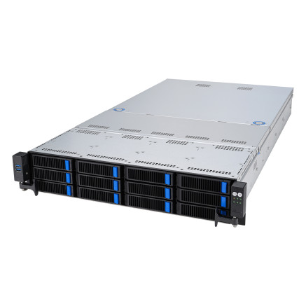 ASUS RS521A-E12-RS12U Socket SP5 Rack (2 U) Noir, Argent