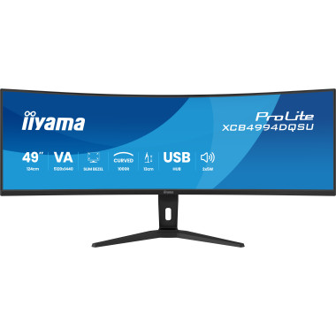 iiyama ProLite XCB4994DQSU-B1 écran plat de PC 124,5 cm (49") 5120 x 1440 pixels Dual QHD LCD Noir