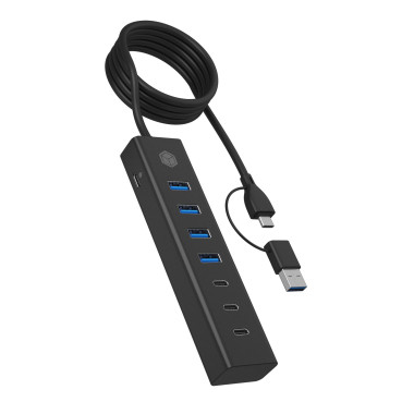 ICY BOX IB-HUB1737-C3 USB 3.2 Gen 1 (3.1 Gen 1) Type-C 5000 Mbit s Noir