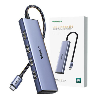 Ugreen 20956A hub & concentrateur USB Type-C 5000 Mbit s Argent