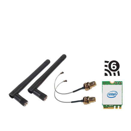 Shuttle WLN-M3 - Kit Wi-Fi pour PC Edge SPCEL, carte WLAN M.2 Intel (ax) Bluetooth, avec câbles et antennes externes.