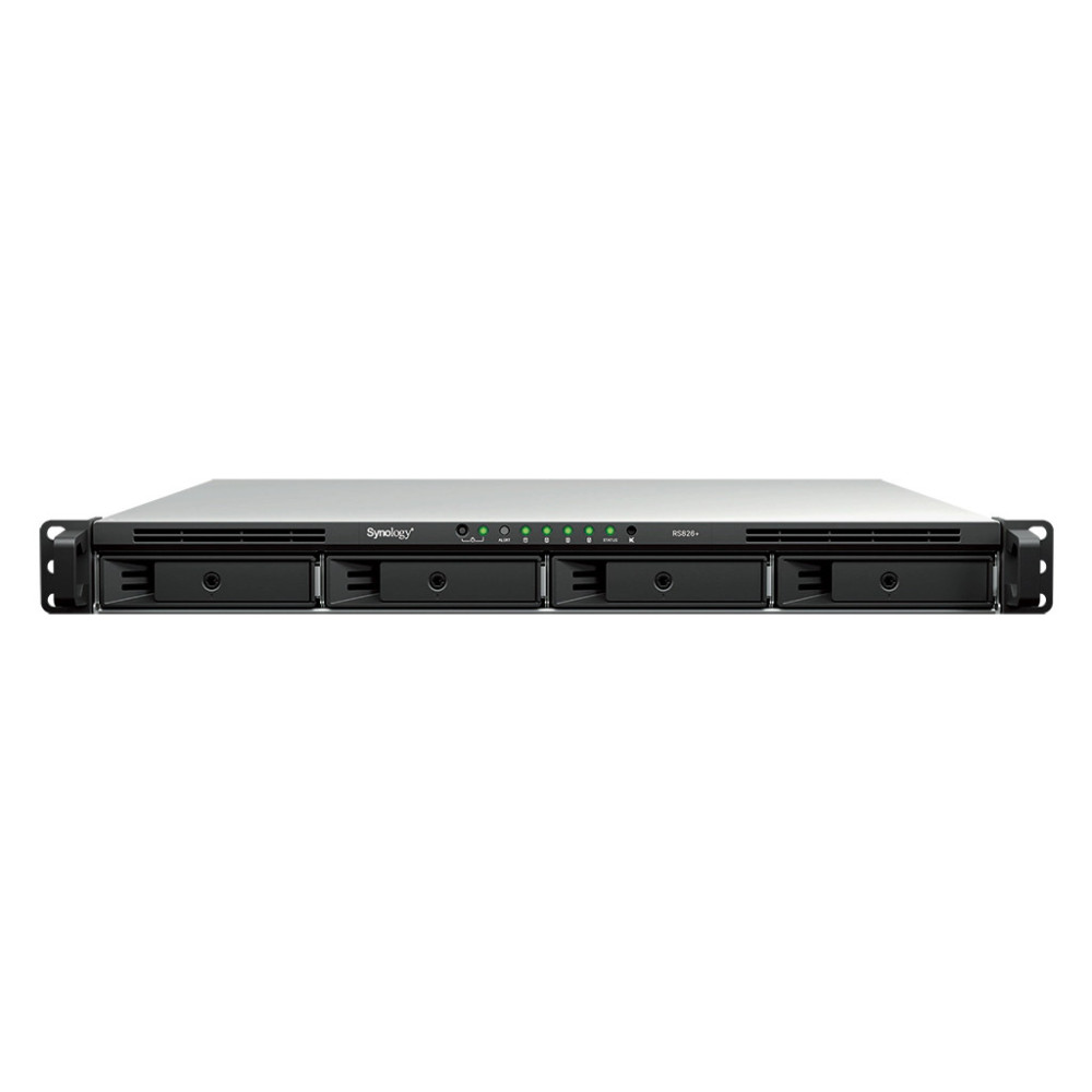 Synology RackStation RS826+ serveur de stockage NAS Rack (1 U) AMD Ryzen V1500B 4 Go DDR4 0 To DiskStation Manager Noir, Gris