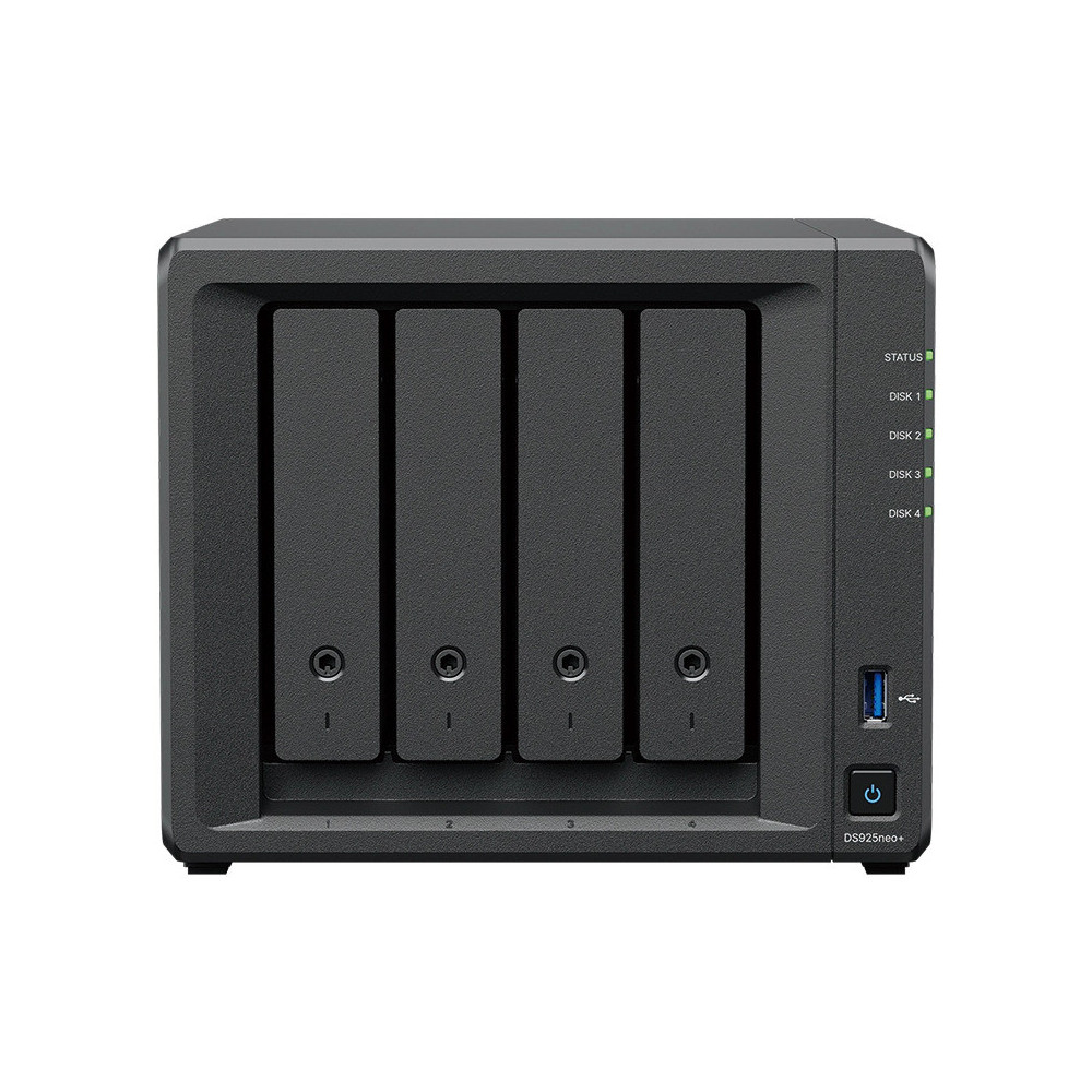 Synology DiskStation DS925NEO+ serveur de stockage NAS Compact Ryzen Embedded V1500B 4 Go DDR4 0 To DSM Noir