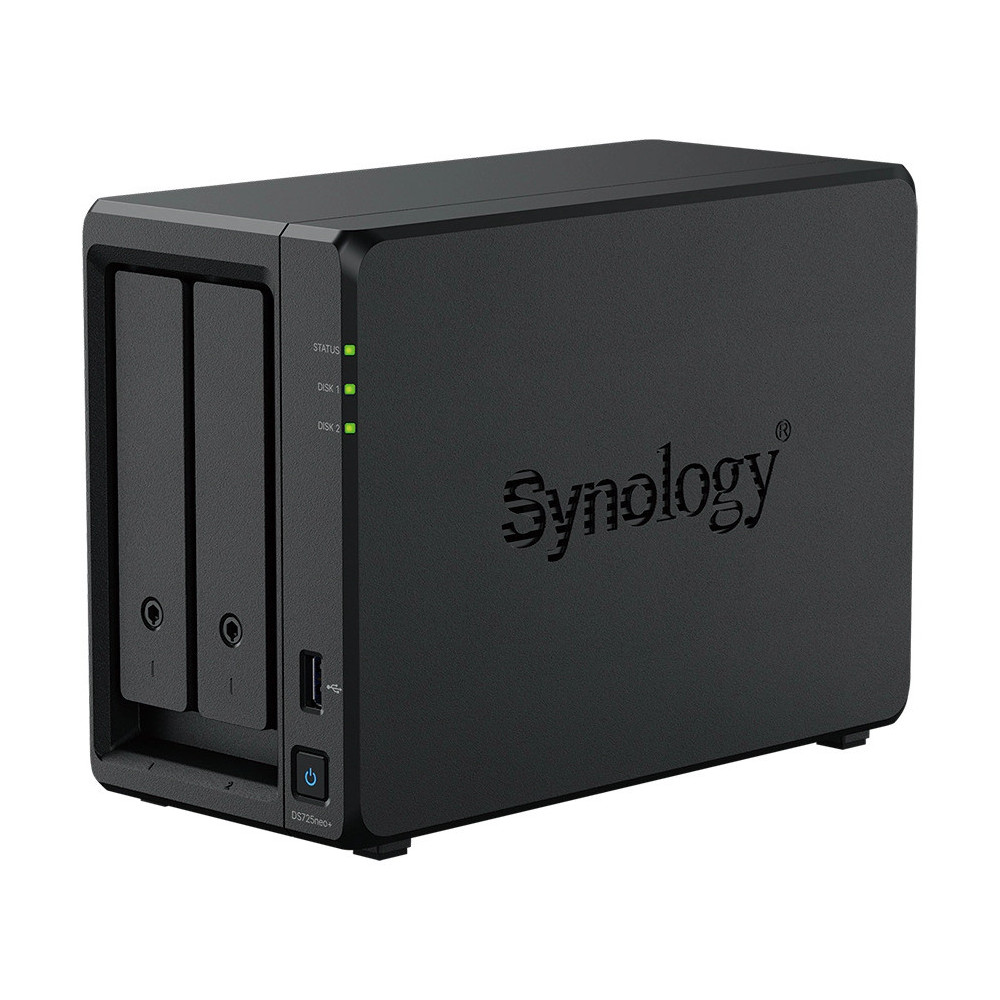 Synology DiskStation DS725NEO+ serveur de stockage NAS Compact Ryzen Embedded R1600 4 Go DDR4 0 To DSM Noir