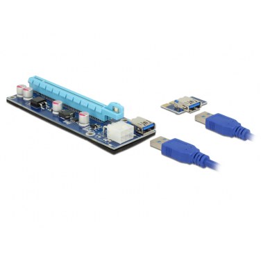 GENERIQUE 41426 NONCT038820 DELOCK RISER CART PCIEx1 VERS PCIE X16 - PCIE 6-PIN - USB3.0