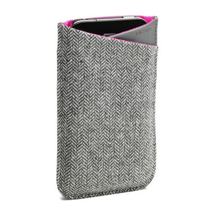 DICET017826 Löv Sleeve Etui pour Telephone portable Cuir/Laine Gris/Rose