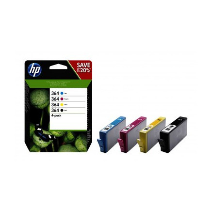 HP 364 pack de 4 cartouches d'encre noir/cyan/magenta/jaune