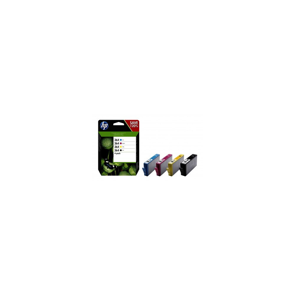 HP 364 pack de 4 cartouches d'encre noir/cyan/magenta/jaune HP 364 pack de 4 cartouches d'encre noir/cyan/magenta/jaune