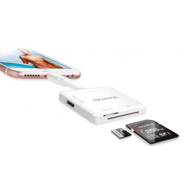 ADATA ALRAI910CWH ADADF030206 Adaptateur SD/MicroSD vers Apple (Lightning) Blanc