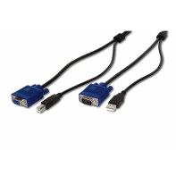 DIGITUS AK 82301 DIGBT025601 Cable KVM pour swtich USB-KVM DIGITUS HDDB15/M, 1 x USB-A/M