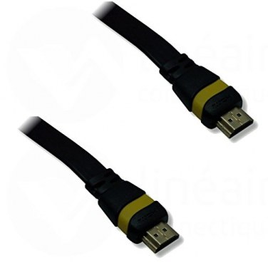 GENERIQUE XVHD54CPHRT NONVI020278 Cordon Plat HDMI 1.4 Ethernet 10m A-A M-M Noir/Jaune
