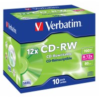 VERCD003626 Verbatim CDRW 80mn 8X12x (X10)