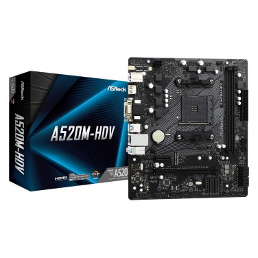 ASROCK A520M-HDV ASRCM035522 ASROCK A520M-HDV - MATX - AM4 - 2x DDR4 - VGA - DVI - HDMI