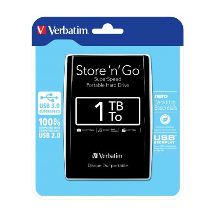 VERDD030957 2,5 USB3.0 Verbatim 1Tb Smart Disk Black