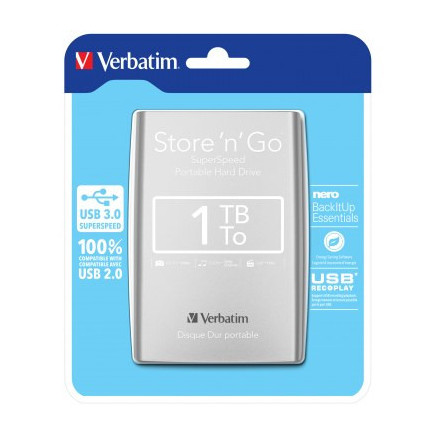 VERDD030958 2,5 USB3.0 Verbatim 1Tb Smart Disk Silver