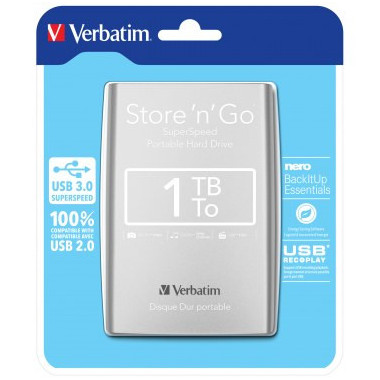 VERDD030958 2,5 USB3.0 Verbatim 1Tb Smart Disk Silver