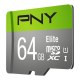PNY P-SDUX64U185GW-GE PNYMF037585 PNY ELITE MICRO SDXC 64Go - CLASSE 10 - 100GB/S - UHS-I - ADAPTATEUR