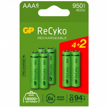 GP BATTERIES 201231 GPBCH039363 201231 Piles rech. AAA Recyko 4+2 950mAh