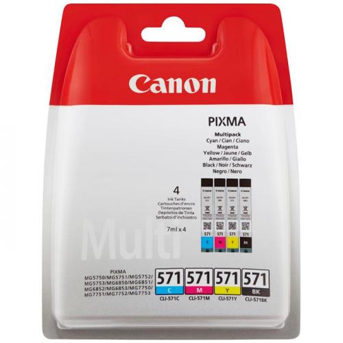 CANON 0386C005 CANCO024828 MultiPack CLI-571 Noire + 3 Couleurs Cyan Magenta Yellow