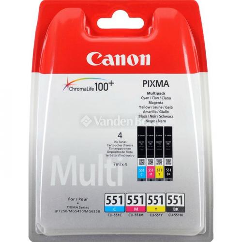 CANON 6509B009 CANCO021099 Pack Encre CLI-551 Noire + 3 Couleurs Cyan Magenta Yellow