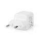 NEDIS WCMPD20W100WT NEDAL040768 Chargeur USB-C 20W blanc 5V 3A